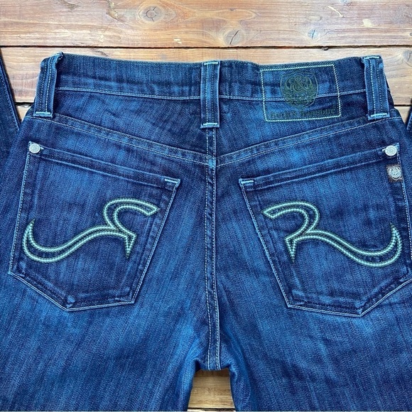 ROCK & Republic dark blue Henlee  jeans with a button fly skull head rock biker - Picture 6 of 15